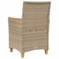 Chaises de jardin coussins lot de 2 beige résine tressée bois