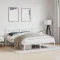 Cadre de lit métal avec tête de lit blanc 150x200 cm