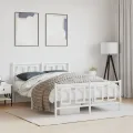 Cadre de lit métal avec tête de lit/pied de lit blanc 140x190cm