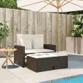 Canapé de jardin avec coussins 2 places marron résine tressée