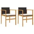 Chaises de jardin coussins lot de 2 noir résine tressée et bois