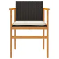 Chaises de jardin coussins lot de 2 noir résine tressée et bois