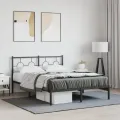 Cadre de lit métal avec tête de lit noir 140x190 cm