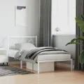 Cadre de lit métal avec tête de lit blanc 100x200 cm
