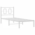Cadre de lit métal avec tête de lit blanc 75x190 cm