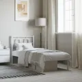 Cadre de lit métal avec tête de lit blanc 75x190 cm