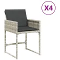 Chaises de jardin avec coussins 4 pcs gris clair résine tressée