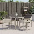 Chaises de jardin avec coussins 4 pcs gris clair résine tressée