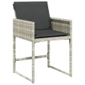 Chaises de jardin avec coussins 4 pcs gris clair résine tressée