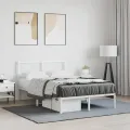 Cadre de lit métal avec tête de lit blanc 120x190 cm
