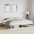 Cadre de lit métal avec tête de lit blanc 193x203 cm