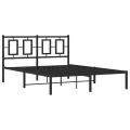 Cadre de lit métal avec tête de lit noir 140x190 cm