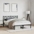 Cadre de lit métal avec tête de lit noir 140x190 cm