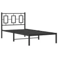 Cadre de lit métal avec tête de lit noir 90x200 cm