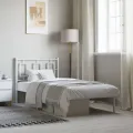 Cadre de lit métal avec tête de lit blanc 90x200 cm