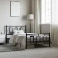 Cadre de lit métal avec tête de lit/pied de lit noir 107x203 cm