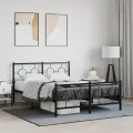 Cadre de lit métal avec tête de lit/pied de lit noir 140x190 cm