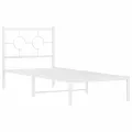 Cadre de lit métal avec tête de lit blanc 75x190 cm
