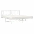 Cadre de lit métal avec tête de lit blanc 183x213 cm