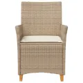 Chaises de jardin coussins lot de 2 beige résine tressée bois