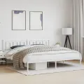 Cadre de lit métal avec tête de lit blanc 200x200 cm