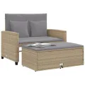 Canapé de jardin avec coussins 2 places beige résine tressée
