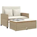 Canapé de jardin 2 places coussins beige résine tressée&acacia