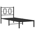 Cadre de lit métal avec tête de lit noir 80x200 cm