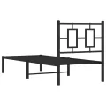 Cadre de lit métal avec tête de lit noir 80x200 cm