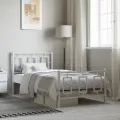 Cadre de lit métal avec tête de lit/pied de lit blanc 90x190 cm