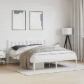 Cadre de lit métal avec tête de lit blanc 160x200 cm