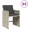 Chaises de jardin avec coussins 4 pcs gris clair résine tressée