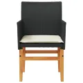 Chaises de jardin coussins lot de 2 noir résine tressée et bois