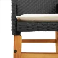 Chaises de jardin coussins lot de 2 noir résine tressée et bois