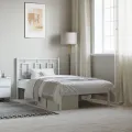 Cadre de lit métal avec tête de lit blanc 100x200 cm