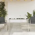 Table de jardin dessus en verre gris clair 115x54x74 cm rotin