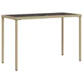 Table de jardin dessus en verre beige 115x54x74 cm poly rotin