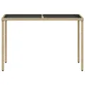 Table de jardin dessus en verre beige 115x54x74 cm poly rotin