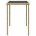 Table de jardin dessus en verre beige 115x54x74 cm poly rotin