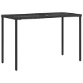 Table de jardin dessus en verre noir 115x54x74cm résine tressée
