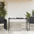 Table de jardin dessus en verre noir 115x54x74cm résine tressée