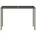 Table de jardin dessus en verre gris 115x54x74cm résine tressée