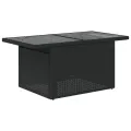Table de jardin dessus en verre noir 100x55x73cm résine tressée