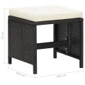 Tabourets de jardin avec coussins 4 pcs noir résine tressée