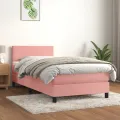 cadre de lit avec matelas Rose 100x200 cm Velours