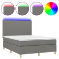 cadre de lit et matelas et LED Gris foncé 140x200 cm