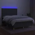 cadre de lit et matelas et LED Gris foncé 140x200 cm