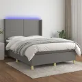 cadre de lit matelas LED Gris foncé 140x200 cm Tissu