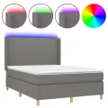 cadre de lit matelas LED Gris foncé 140x200 cm Tissu