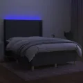 cadre de lit matelas LED Gris foncé 140x200 cm Tissu